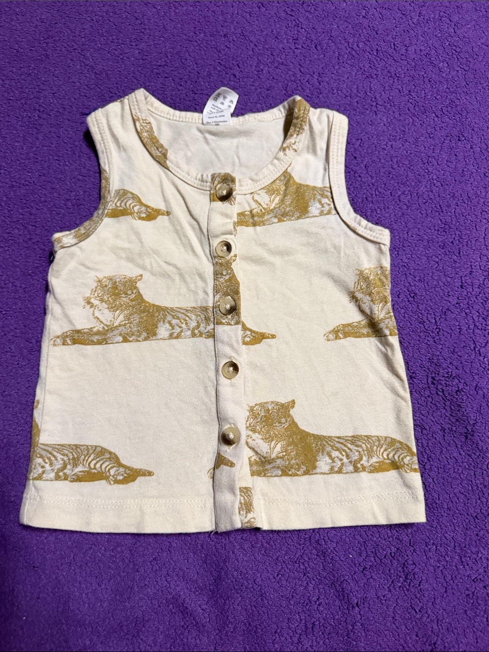 kate quinn Cream Tank Top with Gold Tiger Print